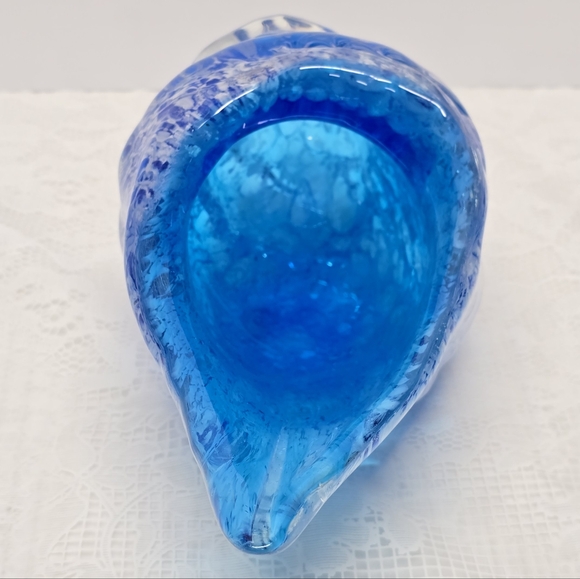 Murano Style Teal Blue CONCH SHELL Hand-blown Art Glass Trinket Candy Dish - Picture 5 of 13